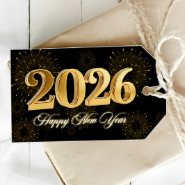 Oud en Nieuw 2026 Feest Gold & Black Cadeaulabel