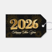 Oud en Nieuw 2026 Feest Goud & Zwart  Cadeaulabel (Voorkant (Horizontaal))