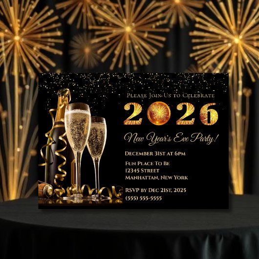 Oud en nieuw 2026 feest kaart