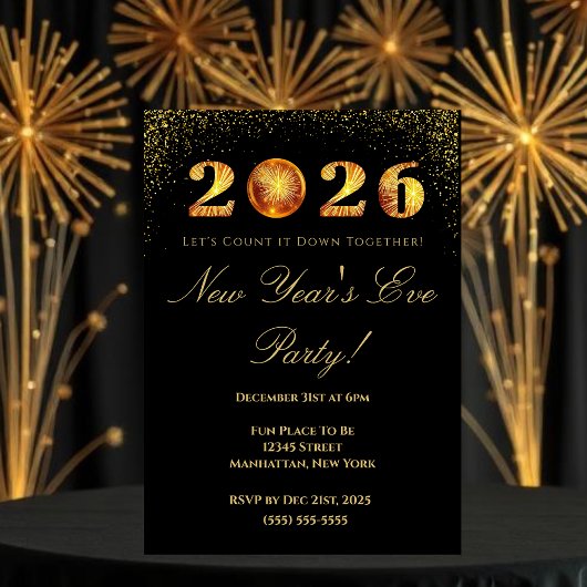 Oud en nieuw 2026 feest kaart