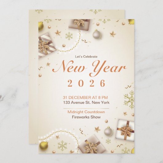 Oud en Nieuw 2026 Feest Uitnodiging Poster | Aftel (Voorkant / Achterkant)