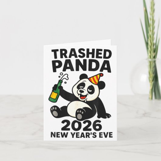 Oud en Nieuw 2026 Trashed Panda Premium Kaart (Voorkant)
