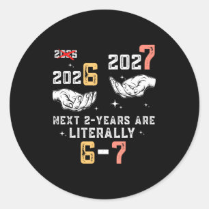 Oud en Nieuw 67 Grappige Jongens Kinderfeestje 6 7 Ronde Sticker