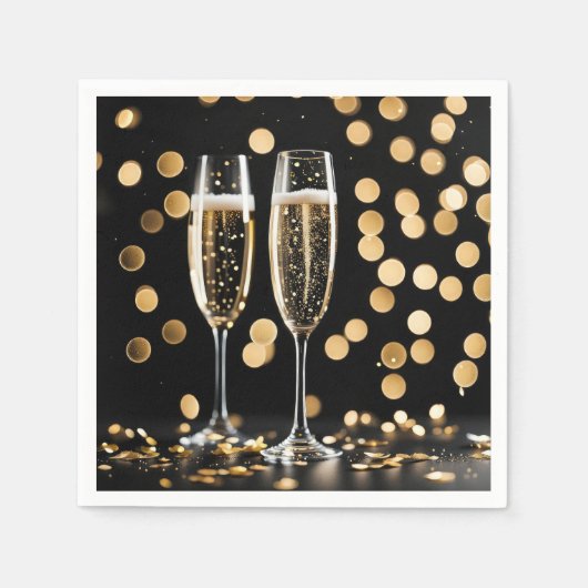 Oud en Nieuw Champagne Fluiten Servet (Voorkant)