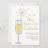 Oud en Nieuw Cocktail Party Champagne uitnodiging (Voorkant)