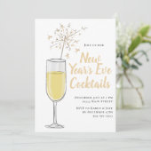Oud en Nieuw Cocktail Party Champagne uitnodiging (Staand voorkant)