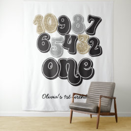 Oud en Nieuw Countdown Eerste Verjaardag Wandkleed