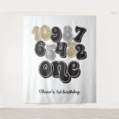 Oud en Nieuw Countdown Eerste Verjaardag Wandkleed (Voorkant)