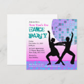Oud en nieuw dansfeest uitnodiging Roze Disco (Voorkant / Achterkant)