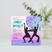 Oud en nieuw dansfeest uitnodiging Roze Disco (Staand voorkant)