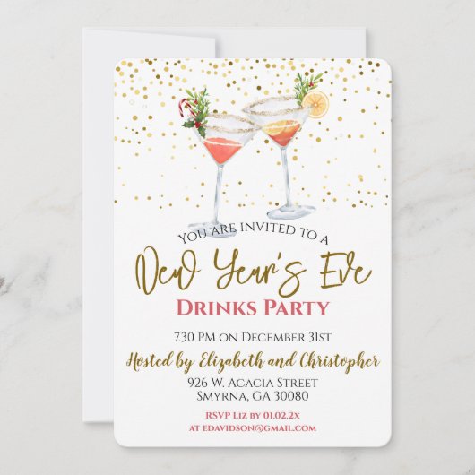 Oud en Nieuw Drankfeest Uitnodiging (Voorkant)