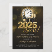 Oud en Nieuw Feest 2025 Gouden Champagne Kaart (Voorkant)