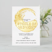 Oud en Nieuw-feest bij het slaan van middernacht Folie Uitnodiging (Staand Voorkant)