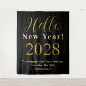 Oud en Nieuw-feest Black Gold Achtergrond Wandkleed (Voorkant)