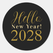 Oud en Nieuw Feest Black Gold Ronde Sticker (Voorkant)