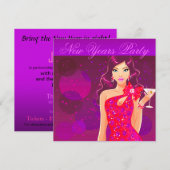 Oud en Nieuw Feest Club Flyer paars/rood Kaart (Voorkant / Achterkant)