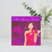 Oud en Nieuw Feest Club Flyer paars/rood Kaart (Staand voorkant)