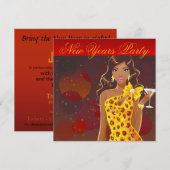 Oud en Nieuw Feest Club Flyer rood/geel Kaart (Voorkant / Achterkant)