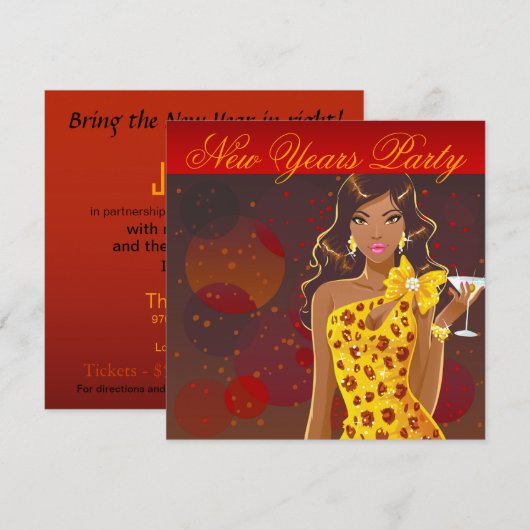 Oud en Nieuw Feest Club Flyer rood/geel Kaart (Voorkant / Achterkant)