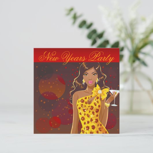 Oud en Nieuw Feest Club Flyer rood/geel Kaart (Staand voorkant)