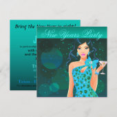 Oud en Nieuw-feest Club Flyer turkoois/aqua Kaart (Voorkant / Achterkant)