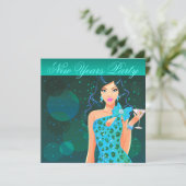 Oud en Nieuw-feest Club Flyer turkoois/aqua Kaart (Staand voorkant)