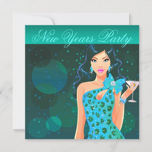 Oud en Nieuw-feest Club Flyer turkoois/aqua Kaart (Voorkant)