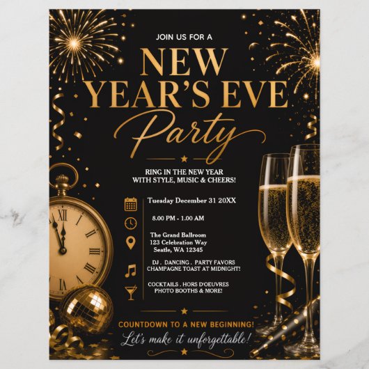 Oud en Nieuw-feest Flyer (Voorkant)