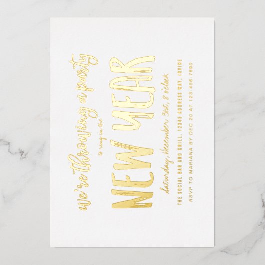 Oud en Nieuw-feest Folie Uitnodiging (Voorkant)