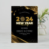 Oud en Nieuw Feest Folie Uitnodiging (Staand Voorkant)