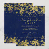 Oud en Nieuw-feest Goud & Marineblauw  Sneeuwvlokk Kaart (Voorkant / Achterkant)