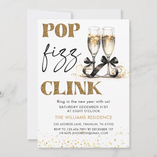 Oud en Nieuw Feest Goud Proost Kaart (Voorkant)