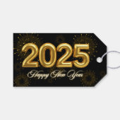 Oud en Nieuw Feest Goud & Zwart  Cadeaulabel (Voorkant (Horizontaal))