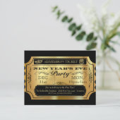 Oud en Nieuw Feest Gouden Ticket Uitnodigingen (Staand voorkant)