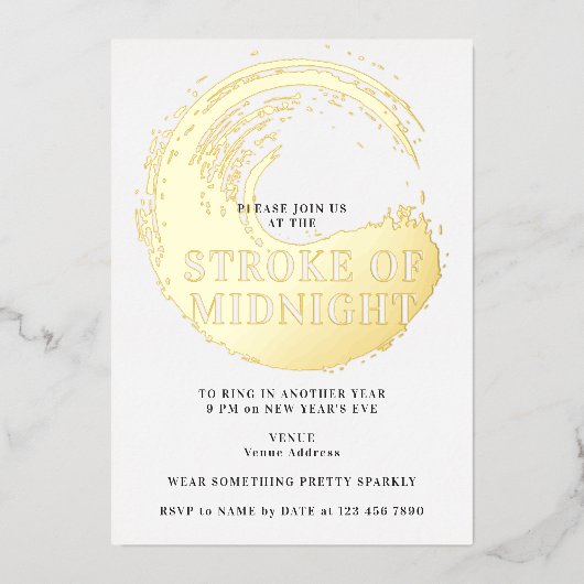 Oud en Nieuw-feest op het moment van middernacht Folie Uitnodiging (Voorkant)