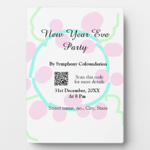 Oud en nieuw feest scan QR RSVP naam roze blauw Fotoplaat