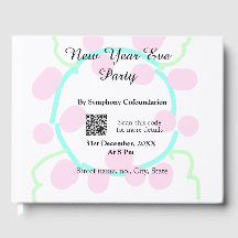 Oud en nieuw feest scan QR RSVP naam roze blauw