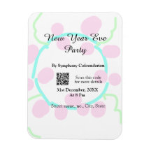 Oud en nieuw feest scan QR RSVP naam roze blauw