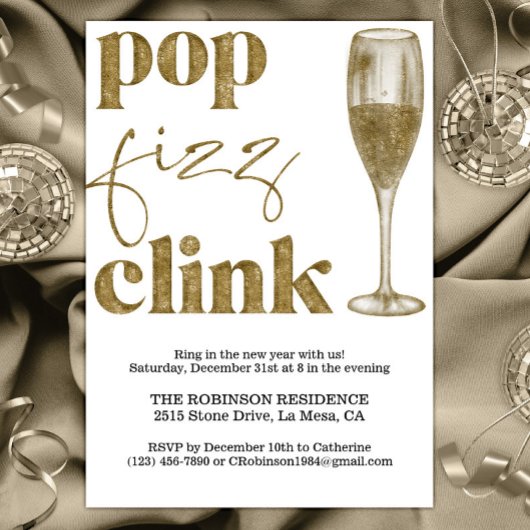 Oud en Nieuw Feest Sparkle Gold Cheers Kaart