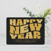 Oud en nieuw feest trendy retro zwart goud kaart (Staand voorkant)