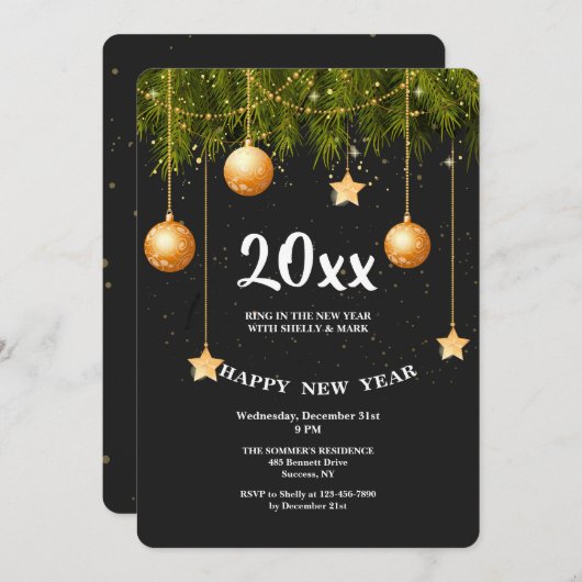 Oud en Nieuw Feest Uitnodiging (Voorkant / Achterkant)