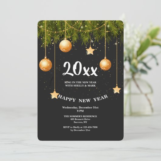 Oud en Nieuw Feest Uitnodiging (Staand voorkant)