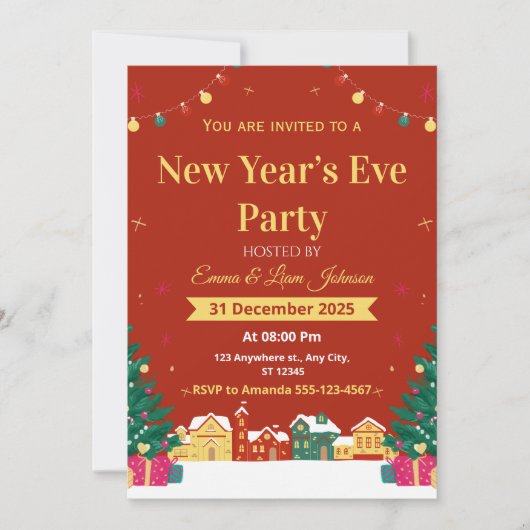 Oud en Nieuw-feest uitnodiging 2026 (Voorkant)