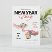 Oud en Nieuw-feest uitnodiging geschetst (Staand voorkant)