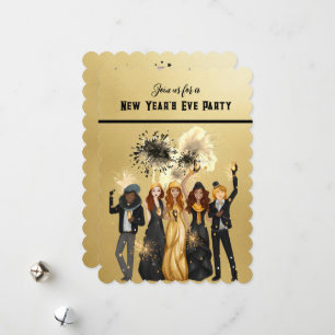 Oud en Nieuw-feest uitnodiging Zwart en Goud
