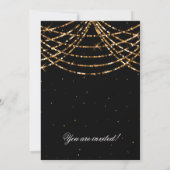 Oud en Nieuw Feest Versierde Slingerlichtjes Goud Kaart (Achterkant)