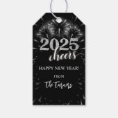 Oud en Nieuw Feest Zilver & Zwart Cadeaulabel (Voorkant)