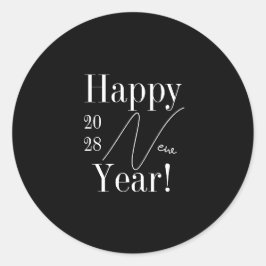 Oud en Nieuw Feest Zwart en Wit Ronde Sticker