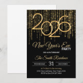 Oud en Nieuw Feest Zwart & Goud Confetti Kaart (Voorkant / Achterkant)