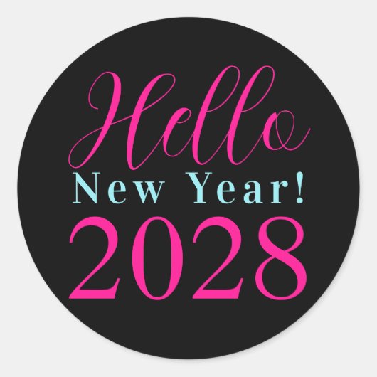 Oud en Nieuw-feest Zwart Heet Roze Ronde Sticker (Voorkant)